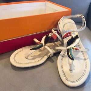 Kate Spade Toucan Cream Tumbled Calf Sandals Sz 7